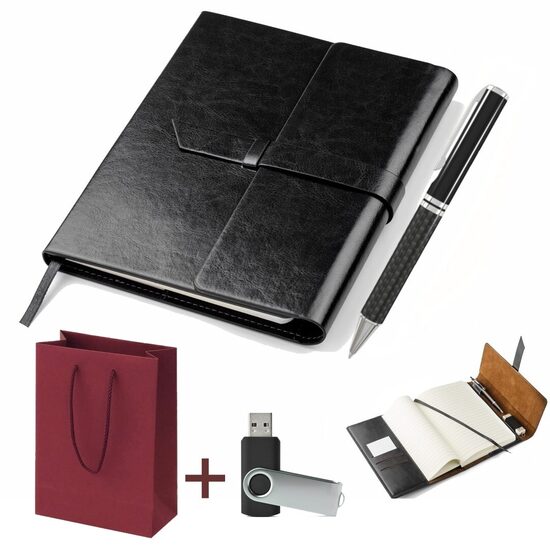 Elegants blociņš (melns) ar metāla pildspalvu UP8940