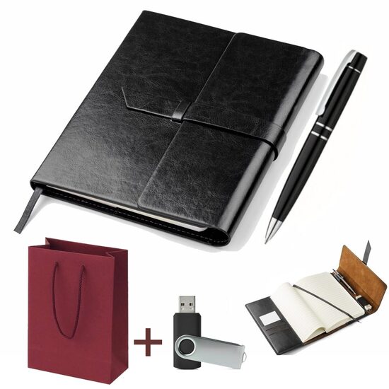 Elegants blociņš (melns) ar metāla pildspalvu 