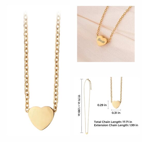 Zelta toņa nerūsējošā tērauda sirds kaklarota